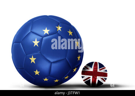 3D illustration de drapeau de l'UE superposée à un conflit sur l'Union européenne représentant les ballons de grande bretagne la sortie de l'UE Banque D'Images