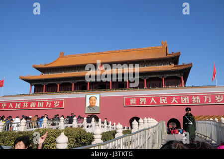 Portrait de Mao Cetung, entrée de porte de la paix céleste, Imperial Palace, sur la place Tiananmen. Cité Interdite. Beijing Banque D'Images