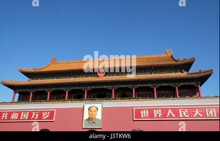 Portrait de Mao Cetung, entrée de porte de la paix céleste, Imperial Palace, sur la place Tiananmen. Cité Interdite. Beijing Banque D'Images