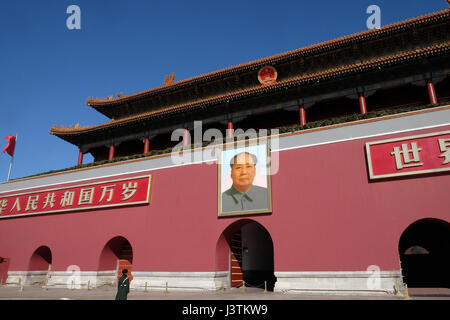 Portrait de Mao Cetung, entrée de porte de la paix céleste, Imperial Palace, sur la place Tiananmen. Cité Interdite. Beijing Banque D'Images