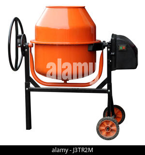 Bétonnière Orange isolé sur fond blanc. Banque D'Images