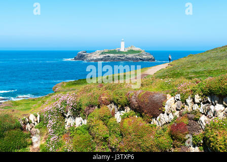 Le phare de godrevy près de hayle en Cornouailles, Angleterre, Royaume-Uni. Banque D'Images