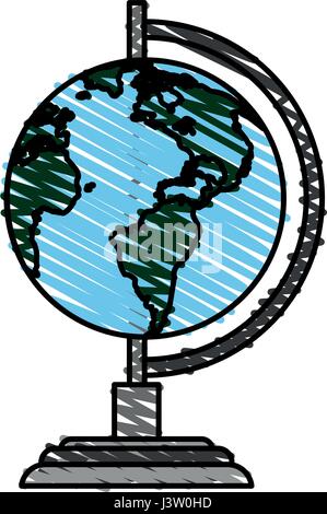 Bande dessinée couleurs de l'image terre globe Illustration de Vecteur