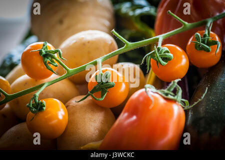 Divers légumes frais alimentation source de nutrition ingrédients tomates pommes de terre ingrédients pour la cuisson Banque D'Images