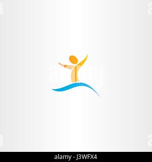 L'homme dans l'eau nager signe logo vector design lettre y Illustration de Vecteur