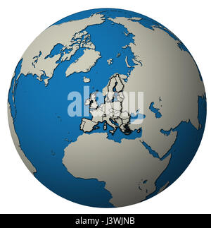 Emplacement des pays membres de l'Union européenne sur la carte globe isolated over white Banque D'Images