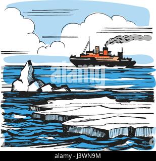 Croquis dessin Iceberg paysage. Illustration de Vecteur