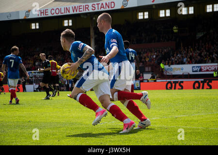 Glasgow, Scotland UK. 7 mai, 2017. Partick Thistle Glasgow Rangers v SPFL Dimanche 7 Mai 2017 - Objectifs de Doolan, McKay et Garner a vu la fin de la partie 2-1 de Rangers. Credit : Barry Cameron/Alamy Live News Banque D'Images