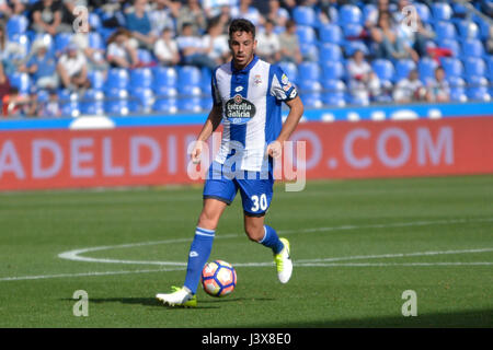 La Corogne, le 7 mai 2017 - Edu Exposito. Espanyol de Barcelone a battu 1-2 Deportivo La Corogne avec des buts marqués par Leo Baptistao (14e minute) et Gerard (29e minute). Guirane N'Daw Florin (47e minute) a marqué le seul but pour le Deportivo. La Liga Santander matchday 36 jeu, stade Riazor. Photo par Monica'Arcay Carro | PHOTO MEDIA EXPRESS Banque D'Images