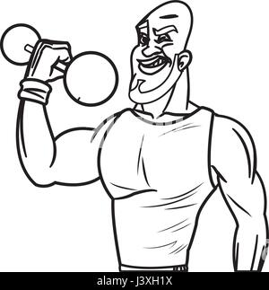 L'homme l'haltérophilie bodybuilding sport line Illustration de Vecteur