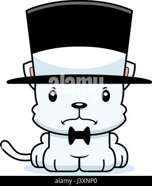 Un dessin de chaton à la colère dans un top hat. Illustration de Vecteur