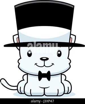 Un dessin animé chaton souriant dans un top hat. Illustration de Vecteur