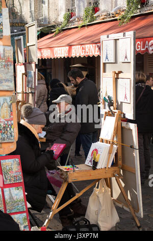 Place du Tertre butte Montmartre près du sacré coeur Banque D'Images