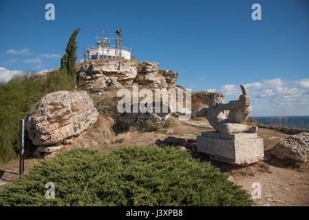 Statue au bout de Kaliakra pointe dans le sud de la Dobroudja région du nord de la côte bulgare de la mer Noire. Banque D'Images