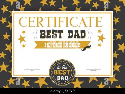 Meilleur papa dans le certificat mondial Illustration de Vecteur