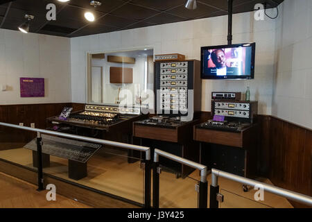 Au Studio de la salle de contrôle dans le Stax Museum of American Soul Music, Memphis Banque D'Images