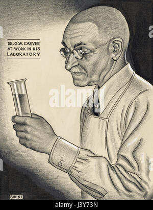 George Washington Carver, né au cours des années 1860, est mort en 1943. Botaniste américain et inventeur. Après une illustration par Richard Brant. Banque D'Images