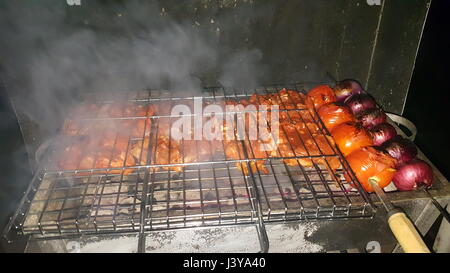 Barbecue poulet iranienne avec l'oignon et plutôt froid dans le parc Banque D'Images