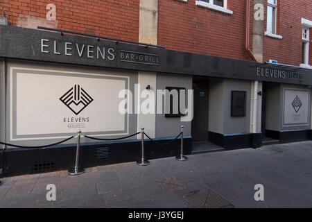 Vue générale du pays de Galles et de l'international du Real Madrid, Gareth Bale Elevens's Bar and Grill à Cardiff, Pays de Galles, Royaume-Uni Banque D'Images