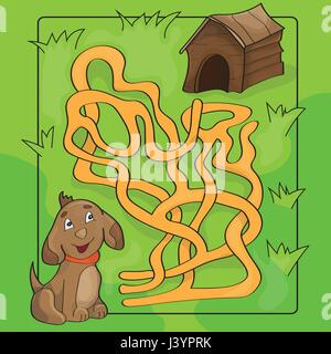 Cartoon Vector Illustration de l'éducation ou de Labyrinthe Labyrinthe jeu pour les enfants Illustration de Vecteur