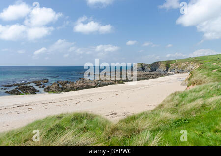 Plage de sable déserte près de Thurlestone dans South Hams, Devon sur la South West Coast Path Banque D'Images