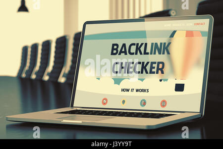 Backlink Checker - sur l'écran du portable. Libre. 3D. Banque D'Images