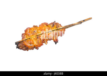 Poulet rôti avec du bambou isolé sur fond blanc ,le style de nourriture thaïe dans le nord-est. ,With clipping path Banque D'Images