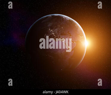 La planète Terre lever du soleil Banque D'Images