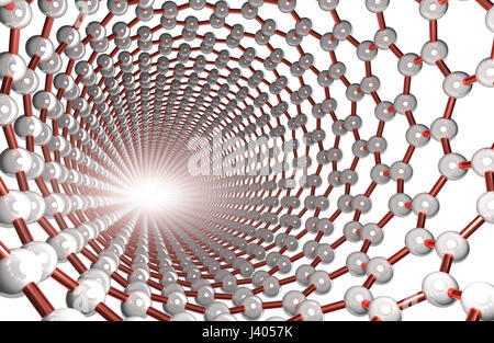 Rouge, nanotubes, Obligations d'atomes blanc Banque D'Images