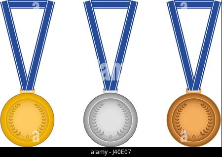 Ensemble de médailles, or, argent et bronze Illustration de Vecteur
