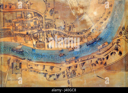 Latisana est une ville de la province d'Udine, en Italie. Une carte de la région met généralement en évidence la position de la ville dans la région du Frioul-Vénétie Julienne, près de la rivière Tagliamento. La carte est une référence historique au développement et à l'infrastructure de la ville à travers les siècles. Banque D'Images