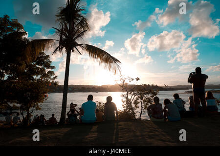 Itacaré - Bahia, au point d'attente touristiques Xaréu pour coucher du soleil Banque D'Images