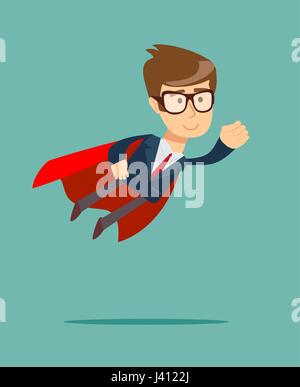 Super Businessman dans une cape de Super homme. Illustration de Vecteur