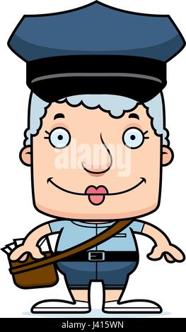 Un dessin animé mail carrier woman smiling. Illustration de Vecteur