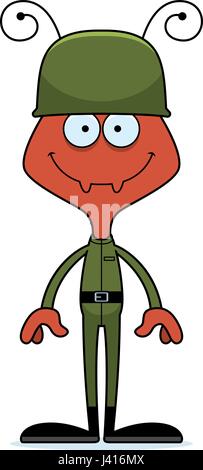 Un soldat cartoon smiling ant. Illustration de Vecteur