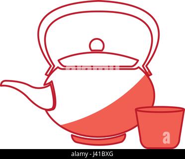 Théière électrique japonais ombre boissons en céramique Illustration de Vecteur