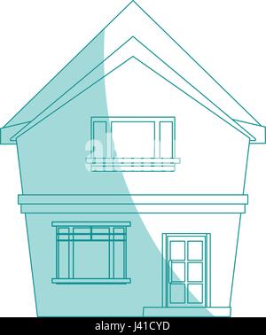 Silhouette d'ombre bleue façade cartoon structure irrégulière house Illustration de Vecteur