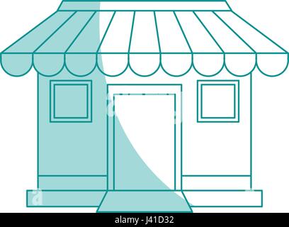 Ombrage façade bleu silhouette caricature store boutique Illustration de Vecteur