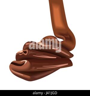 Le chocolat fondu. Doux, verser de l'écoulement, le caramel. Crème fondu. Dessert liquide. vector illustration Illustration de Vecteur