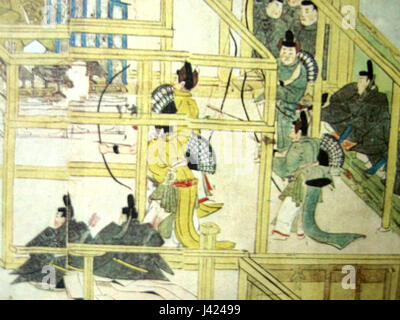 Kyujutsu est l'art traditionnel japonais du tir à l'arc, originaire de la culture samouraï. Il implique la pratique de tirer des flèches avec précision, en mettant l'accent sur la discipline, la technique et la concentration. Banque D'Images