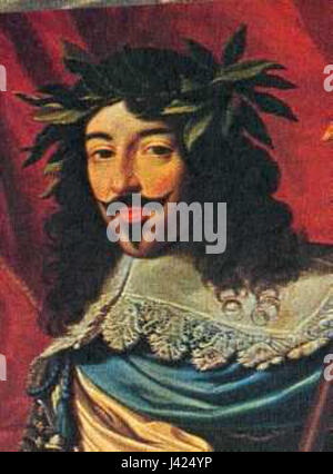 Portrait de Louis XIII de France, représenté dans un style classique. Connu pour son rôle au début du XVIIe siècle, Louis XIII fut roi de France de 1610 à 1643. Son règne a vu d'importants changements politiques et militaires, y compris le renforcement du pouvoir royal et le développement du gouvernement central de Franceâ. Ce portrait reflète le comportement royal associé à la monarchie française pendant son règne. Banque D'Images