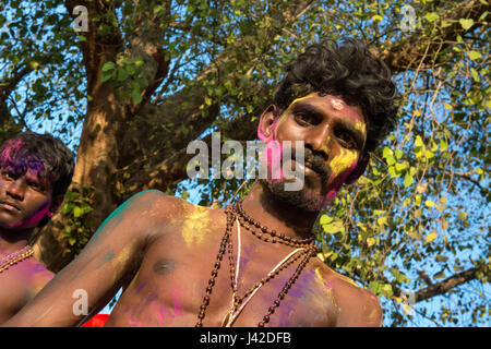 L'intérieur de dévot Sabarimala Temple Sree Petta Dharmasastha Erumely, complexes, Kerala, Inde - 25/12/2015. C'est un pèlerinage hindou Sabarimala lo destination Banque D'Images