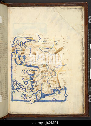 La carte après la Geographia de Ptolémée (111 MS Burney, f.65r) Banque D'Images