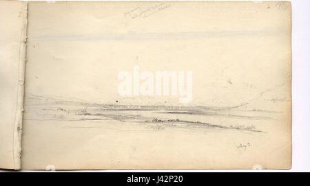 Ceci fait référence à une image (page 12r) de la rivière Santa Cruz, capturée par Martens, montrant une vue de la rivière à environ 130 miles de distance. La rivière est une caractéristique géographique importante dans la région. Banque D'Images