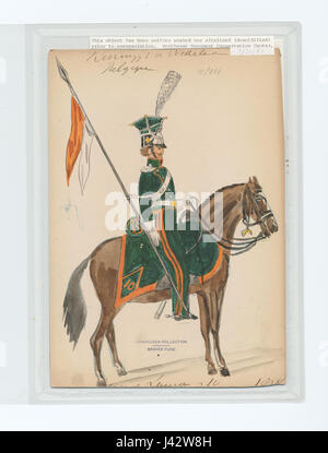 Lancer no. 10, une peinture historique, représente un soldat monté en action. L'œuvre capture l'intensité des batailles de cavalerie, mettant en valeur l'histoire militaire et le rôle des lanceurs dans la guerre. Banque D'Images