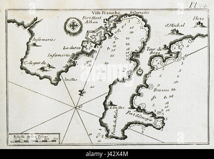 Carte de la baie de Villefranche sur Mer près de Nice, France Roux Joseph 1804 Banque D'Images