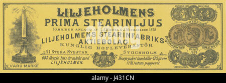 Etikett Liljeholmens stearinfabrik Banque D'Images