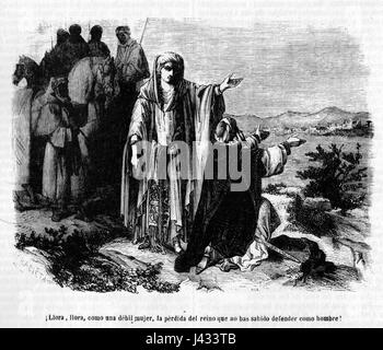 Une illustration de "Los Monfies de las Alpujarras", représentant la vie ou des scènes de la région des Alpujarras dans le sud de l'Espagne, probablement à partir d'une œuvre historique ou littéraire. Banque D'Images