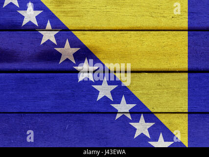 Illustration de la Bosnie-et-Herzégovine d'un drapeau sur une surface texturée en bois Banque D'Images