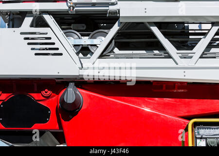 Bain d'incendie moteur. Détails de l'incendie de secours camion. Banque D'Images